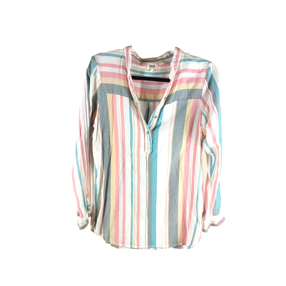 gimmicks by BKE Tops - B K E Eased Women's Long Sleeve Pullover Striped Shirt Size Small Pink Blue